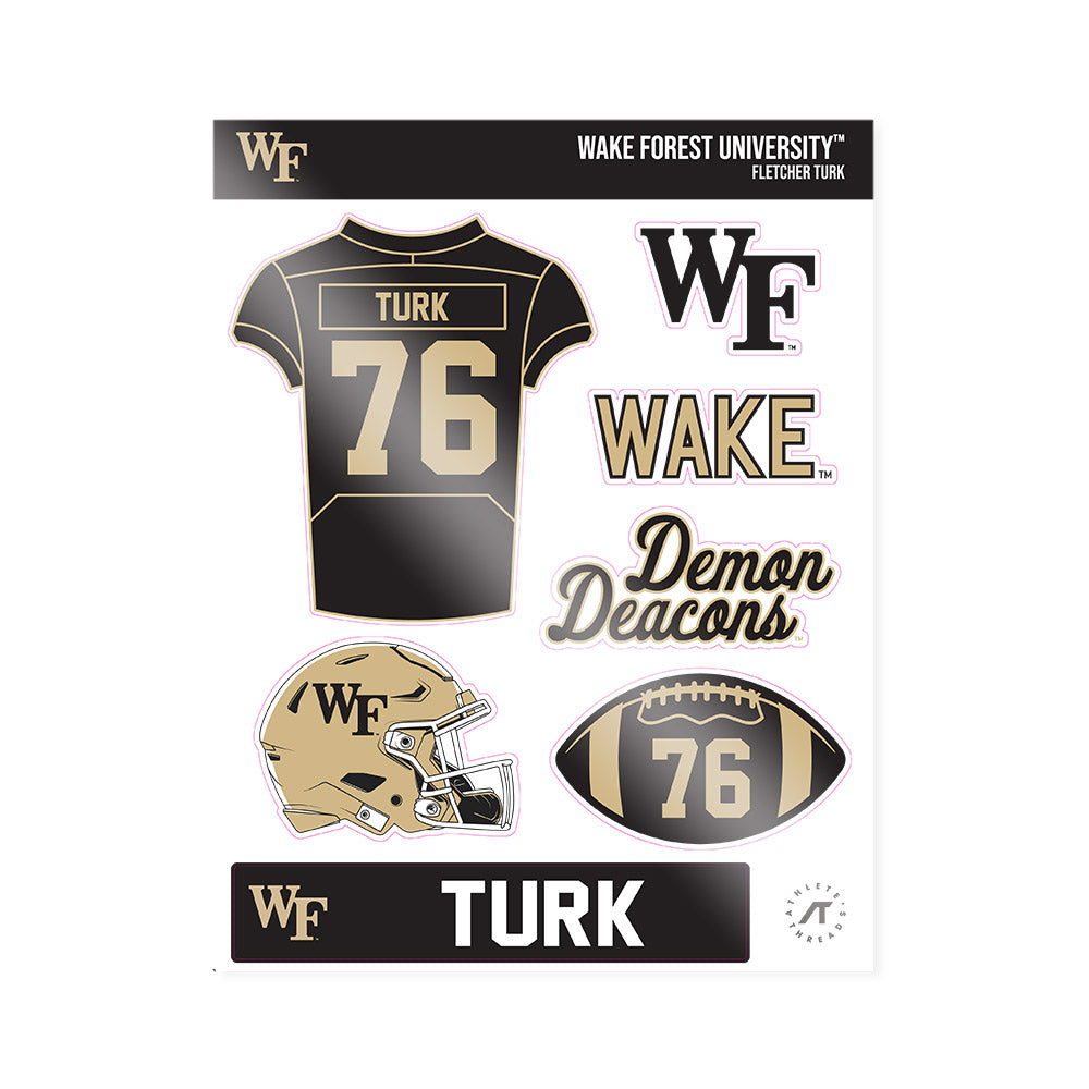 Wake Forest - NCAA Football : Fletcher Turk - Sticker Sheet-0