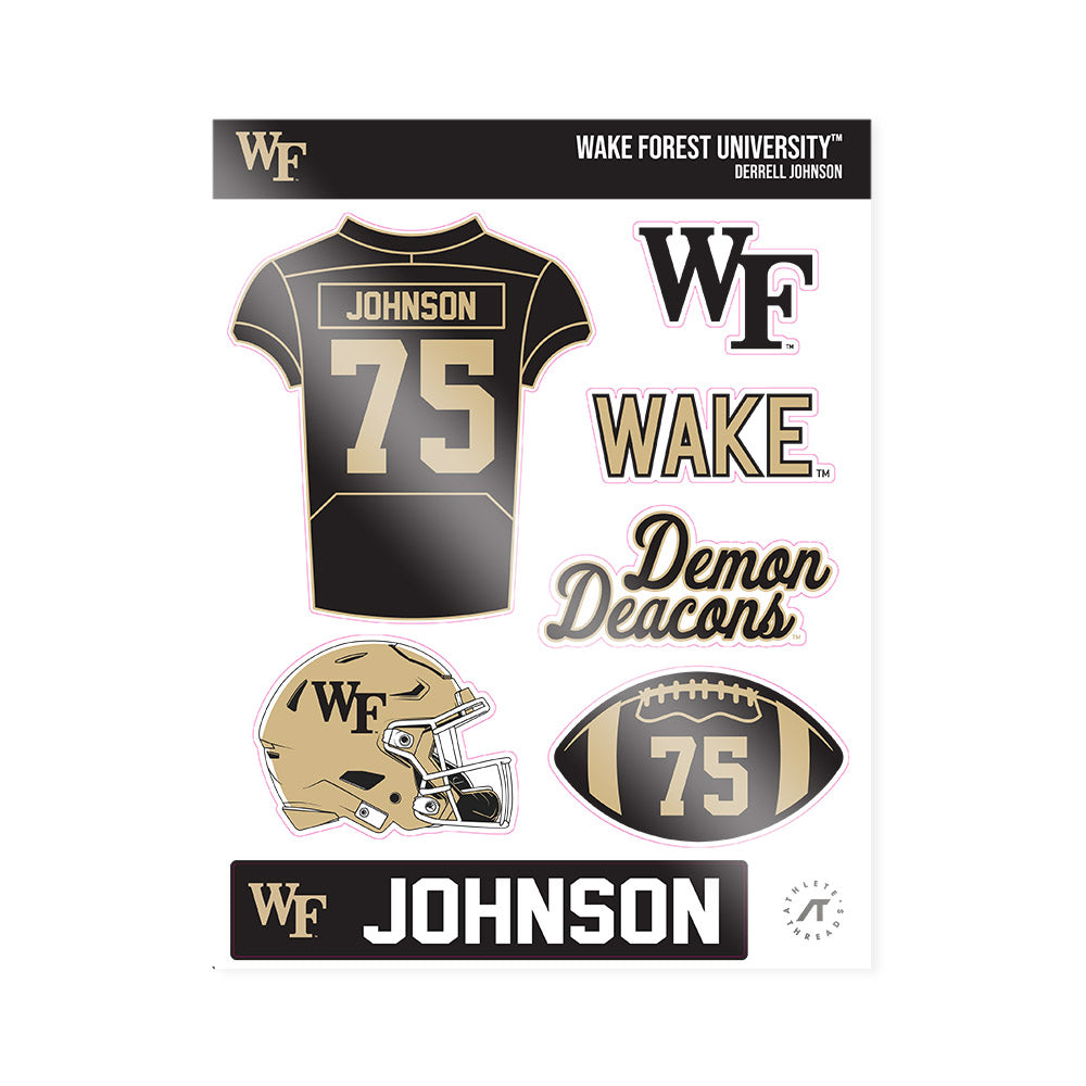 Wake Forest - NCAA Football : Derrell Johnson - Sticker Sheet-0