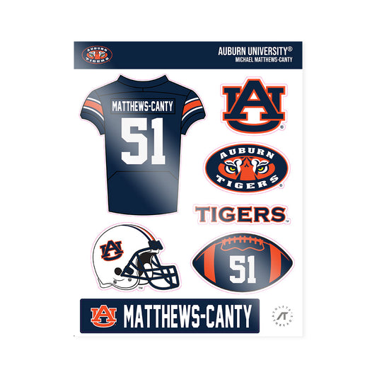 Auburn - NCAA Football : Michael Matthews-Canty - Sticker Sheet-0