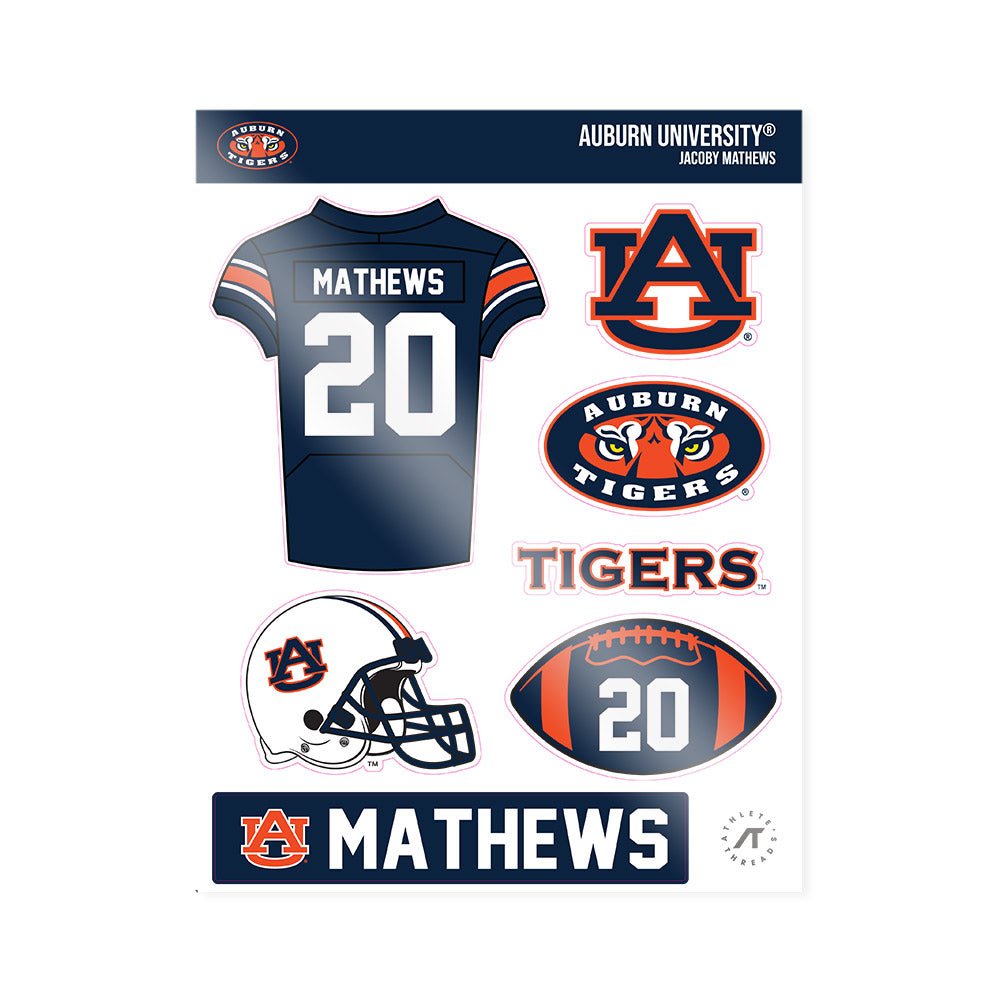 Auburn - NCAA Football : Jacoby Mathews - Sticker Sheet-0