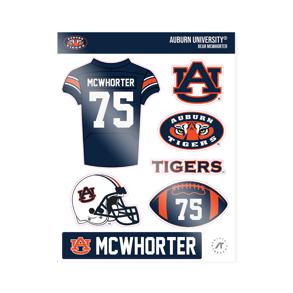 Auburn - NCAA Football : Bear McWhorter - Sticker Sheet-0
