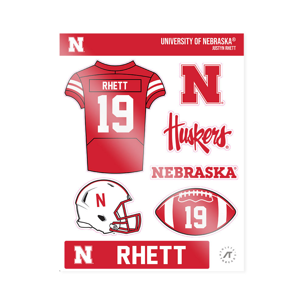 Nebraska - NCAA Football : Justyn Rhett - Sticker Sheet-0