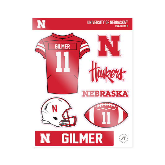 Nebraska - NCAA Football : Kwazi Gilmer - Sticker Sheet-0