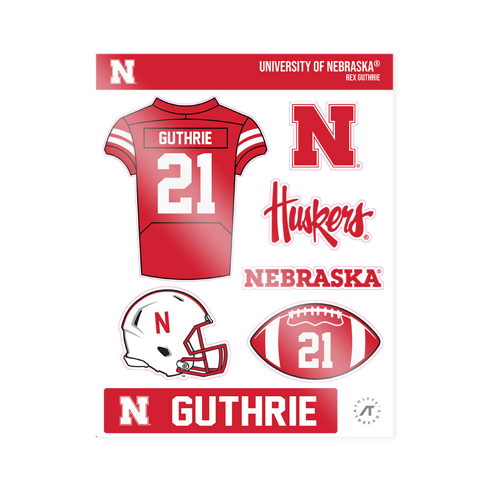 Nebraska - NCAA Football : Rex Guthrie - Sticker Sheet-0