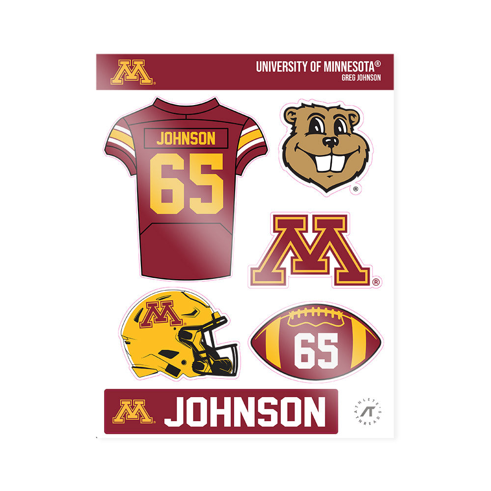 Minnesota - NCAA Football : Greg Johnson - Sticker Sheet-0