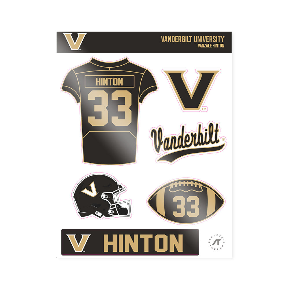 Vanderbilt - NCAA Football : Vanzale Hinton - Sticker Sheet-0
