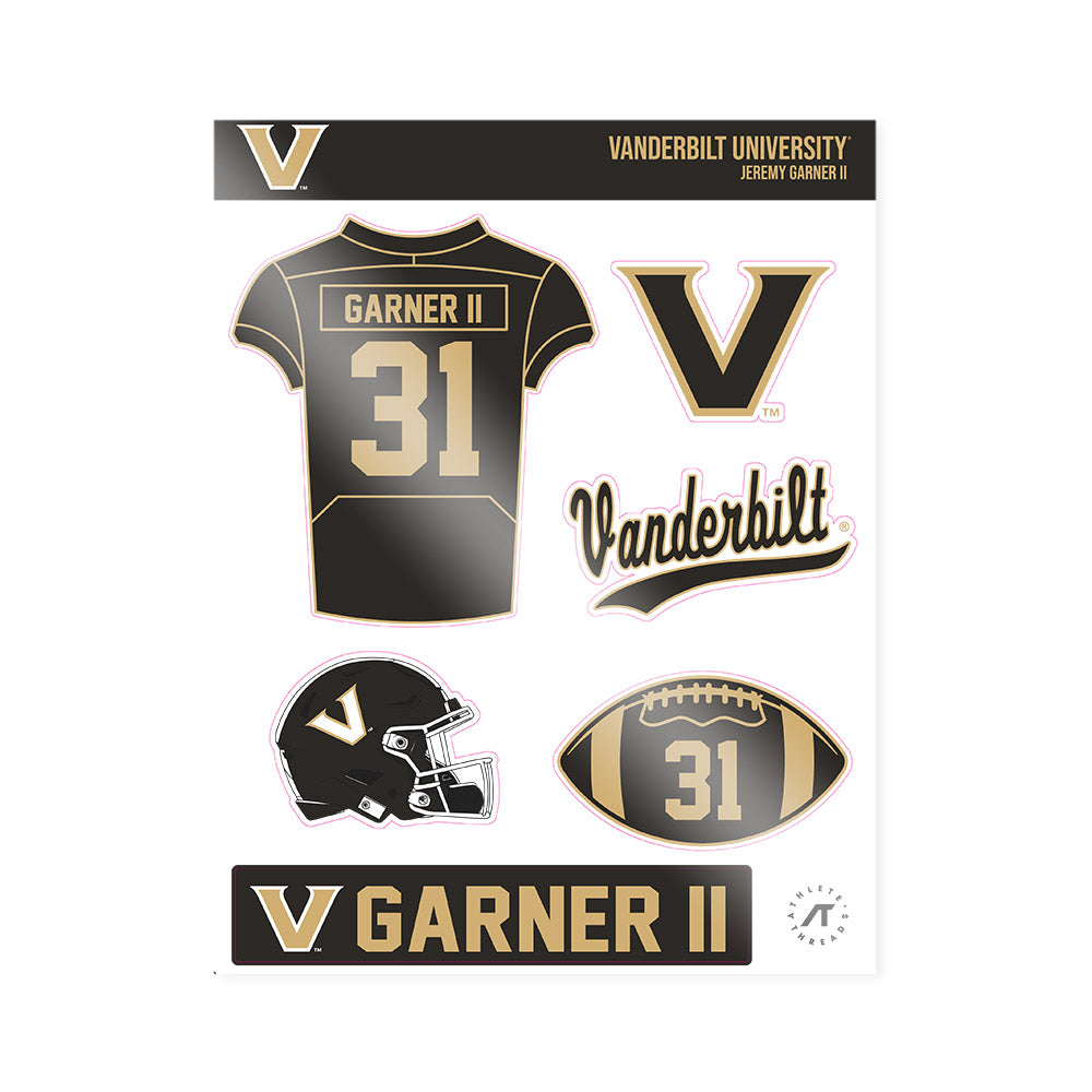 Vanderbilt - NCAA Football : Jeremy Garner II - Sticker Sheet-0