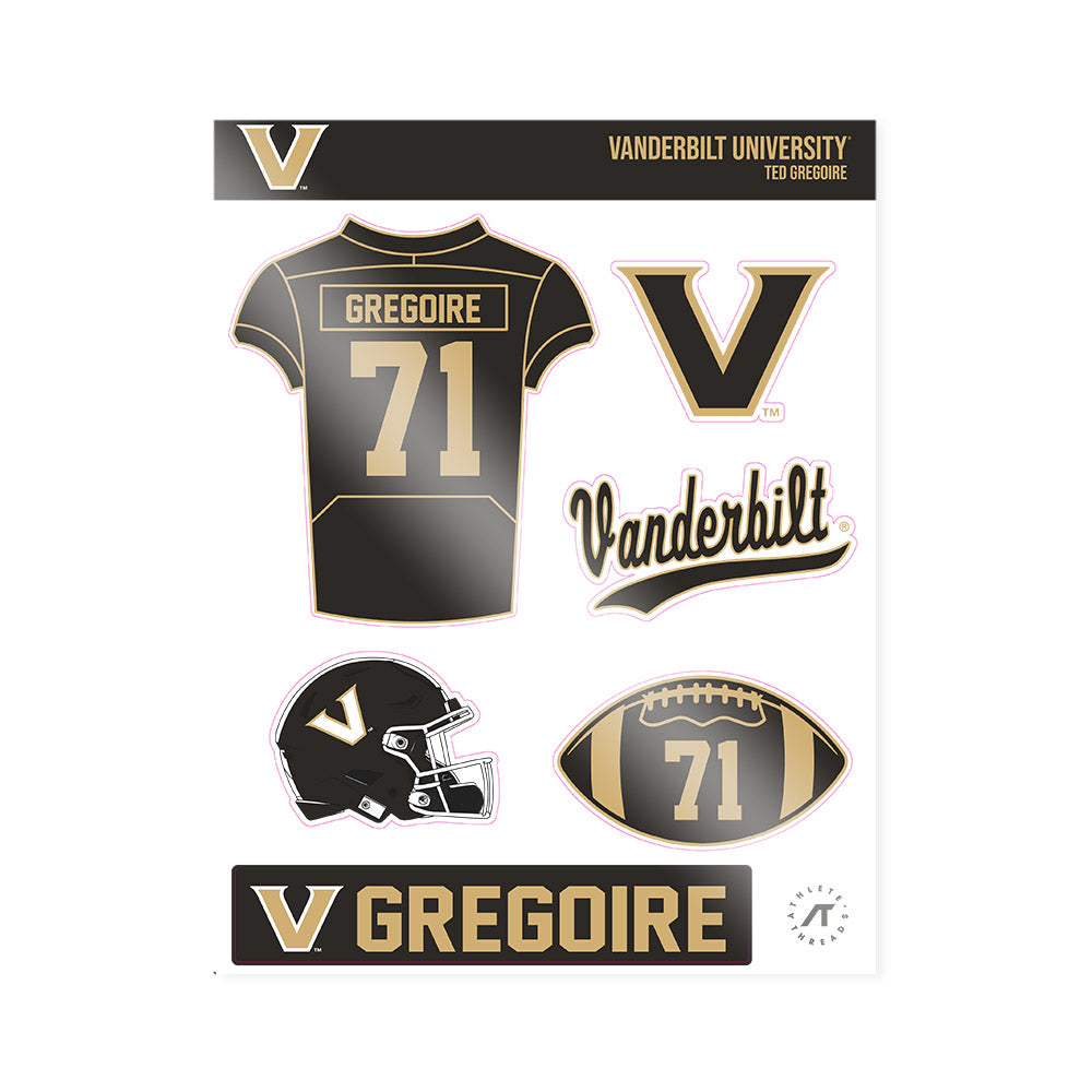 Vanderbilt - NCAA Football : Ted Gregoire - Sticker Sheet-0