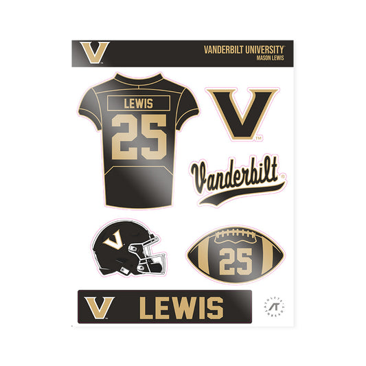 Vanderbilt - NCAA Football : Mason Lewis - Sticker Sheet-0