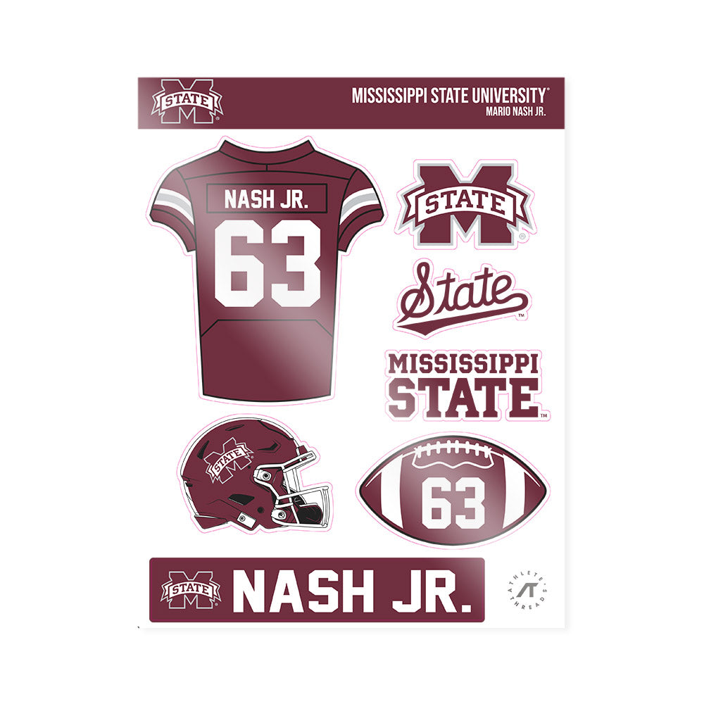 Mississippi State - NCAA Football : Mario Nash Jr. - Sticker Sheet-0