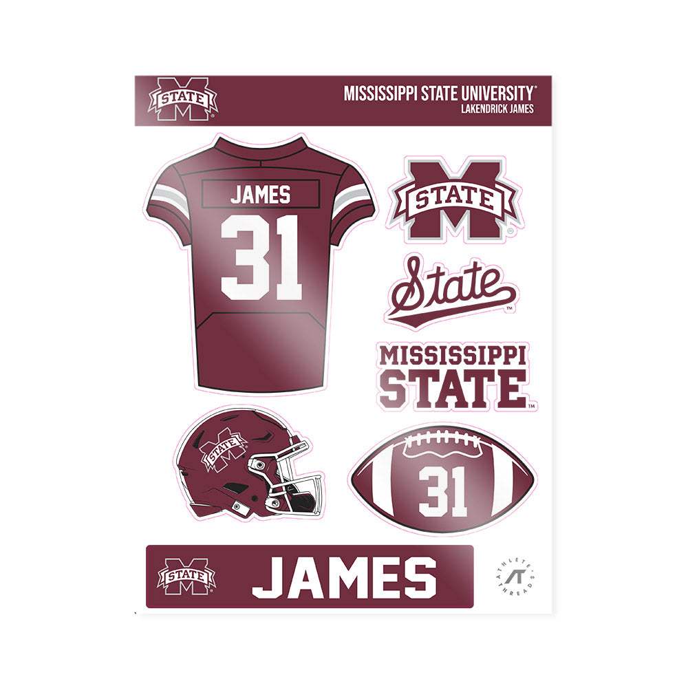Mississippi State - NCAA Football : Lakendrick James - Sticker Sheet-0