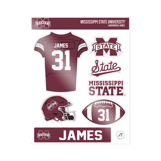 Mississippi State - NCAA Football : Lakendrick James - Sticker Sheet-0
