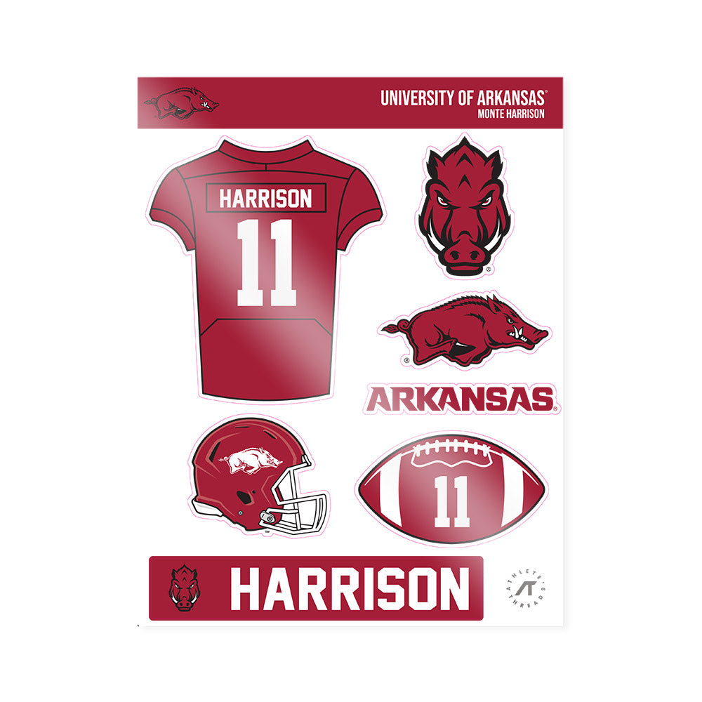 Arkansas - NCAA Football : Monte Harrison - Sticker Sheet-0