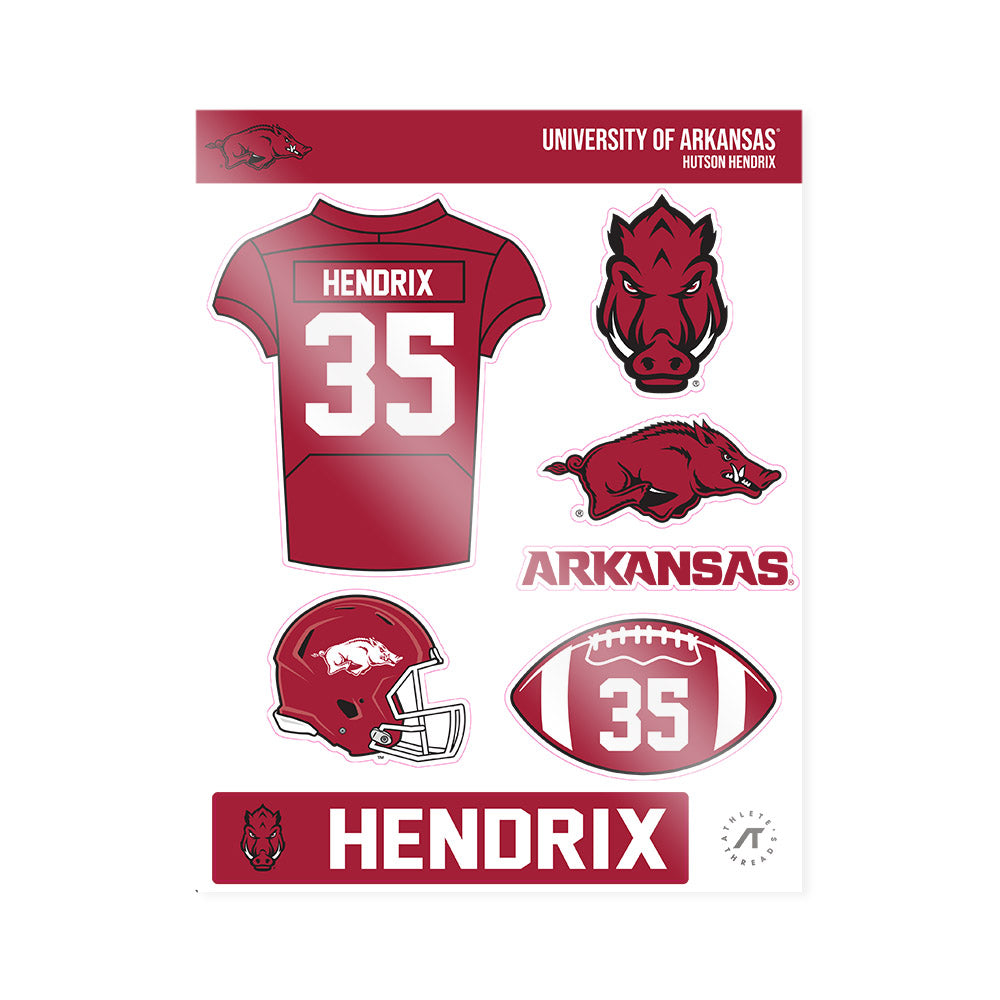 Arkansas - NCAA Football : Hutson Hendrix - Sticker Sheet-0