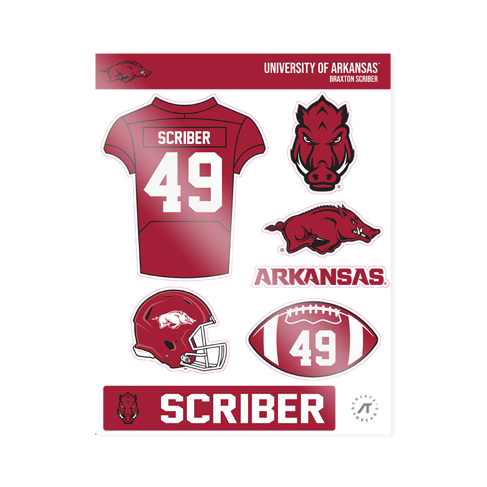 Arkansas - NCAA Football : Braxton Scriber - Sticker Sheet-0