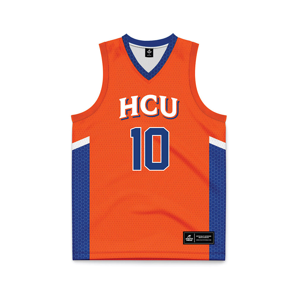 HCU - NCAA Men's Basketball : Caleb Gaston - Orange Basketball Jersey-0