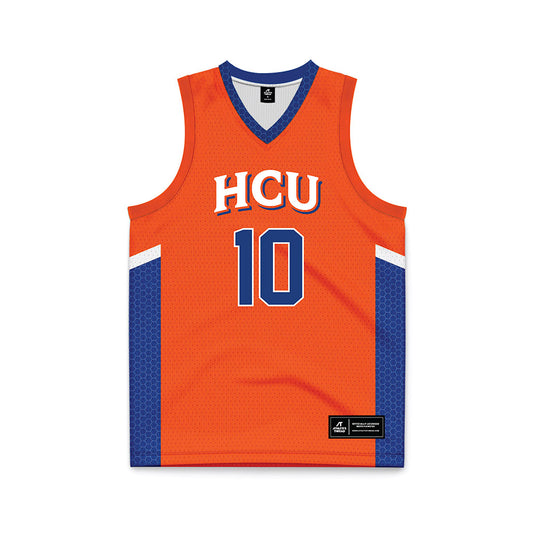 HCU - NCAA Men's Basketball : Caleb Gaston - Orange Basketball Jersey-0