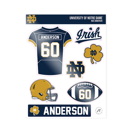 Notre Dame - NCAA Football : Max Anderson - Sticker Sheet-0