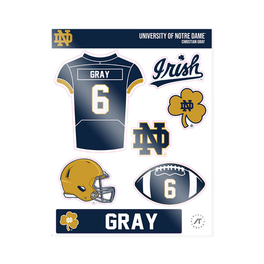 Notre Dame - NCAA Football : Christian Gray - Sticker Sheet-0