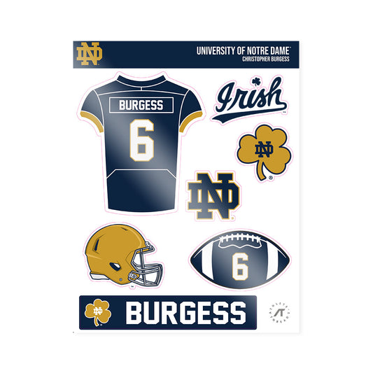 Notre Dame - NCAA Football : Christopher Burgess - Sticker Sheet-0