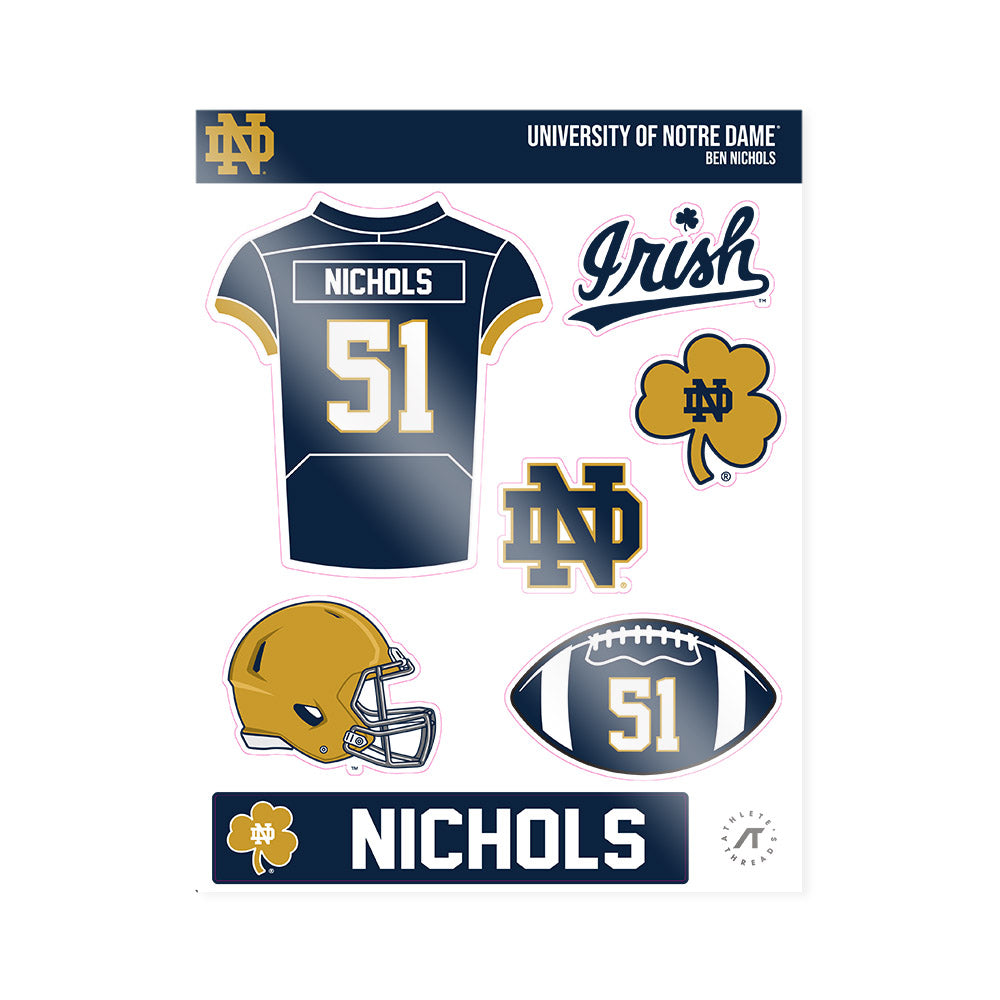 Notre Dame - NCAA Football : Ben Nichols - Sticker Sheet-0