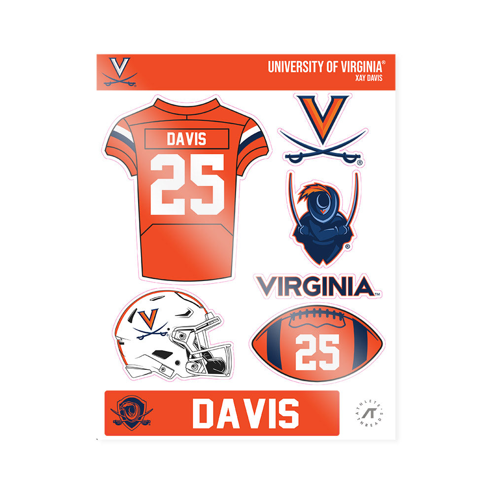 Virginia - NCAA Football : Xay Davis - Sticker Sheet-0