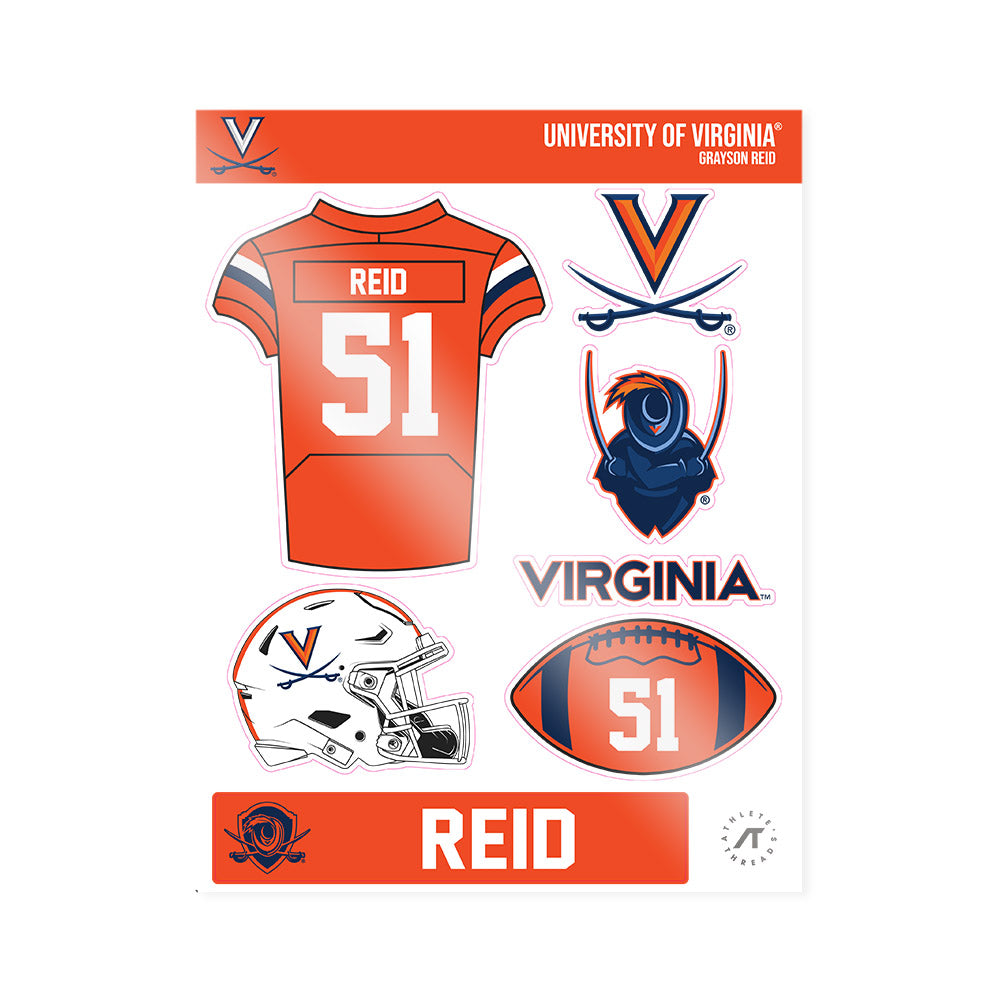 Virginia - NCAA Football : Grayson Reid - Sticker Sheet-0