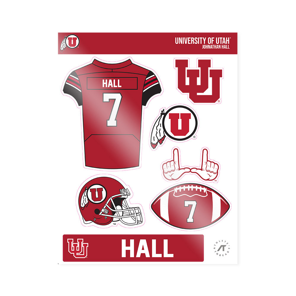 Utah - NCAA Football : Johnathan Hall - Sticker Sheet-0