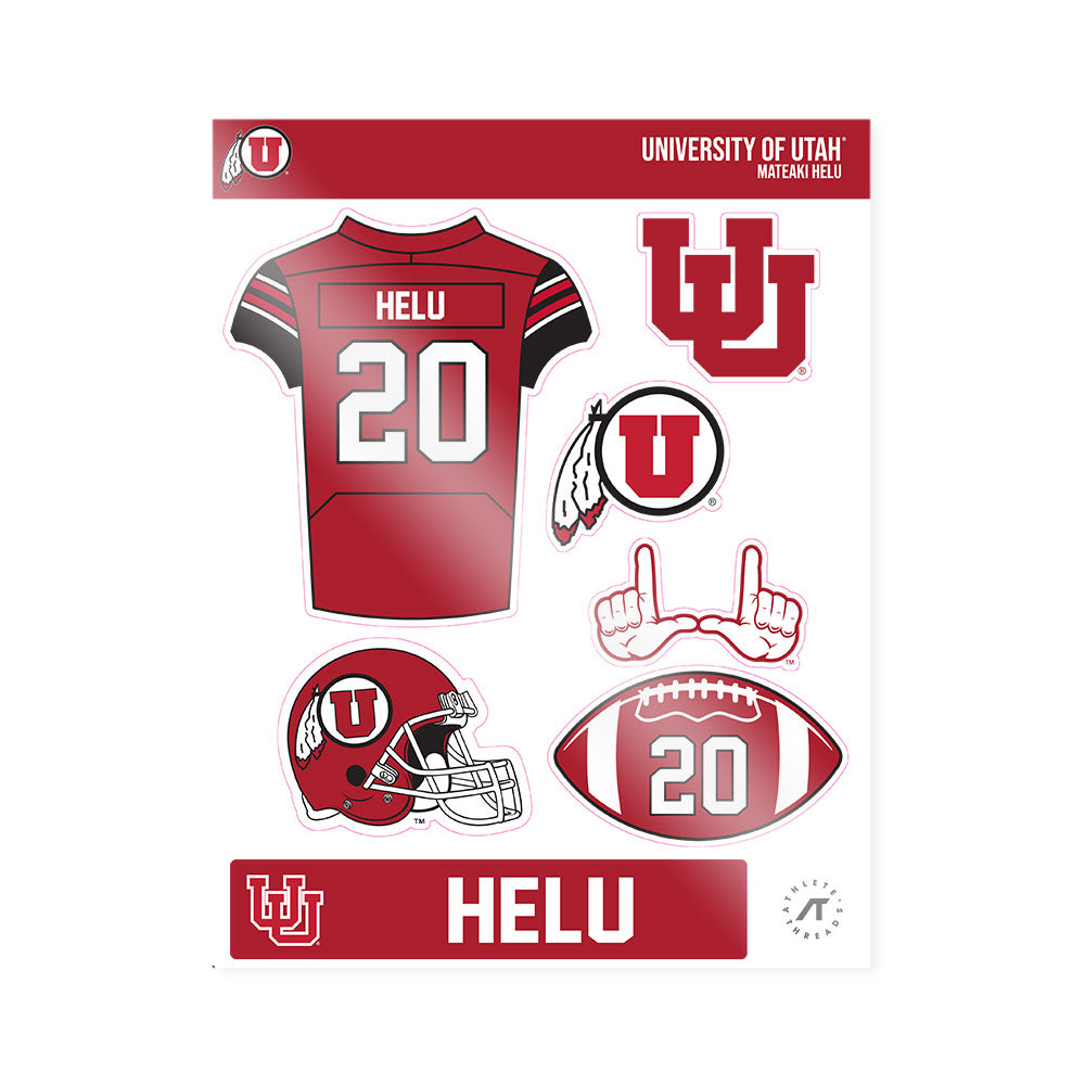 Utah - NCAA Football : Mateaki Helu - Sticker Sheet-0