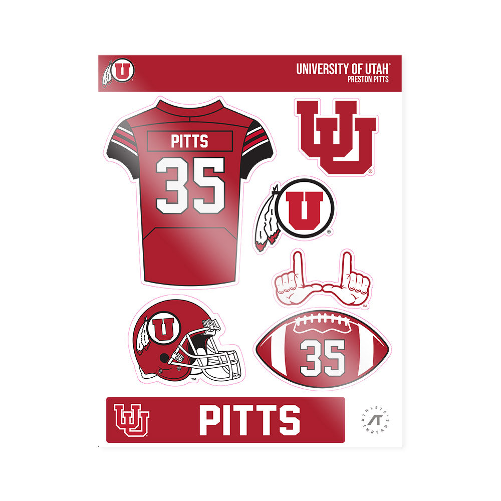Utah - NCAA Football : Preston Pitts - Sticker Sheet-0