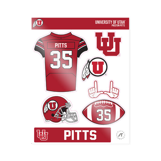 Utah - NCAA Football : Preston Pitts - Sticker Sheet-0