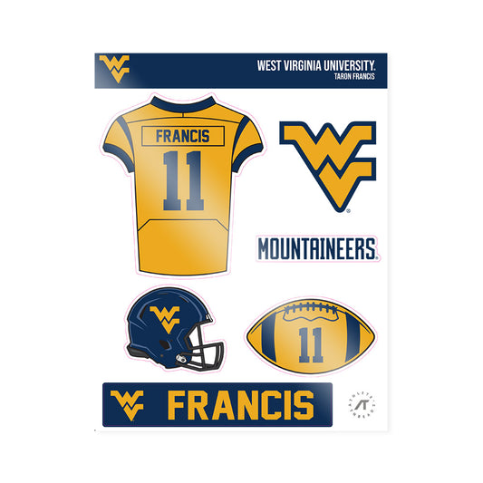 West Virginia - NCAA Football : TaRon Francis - Sticker Sheet-0
