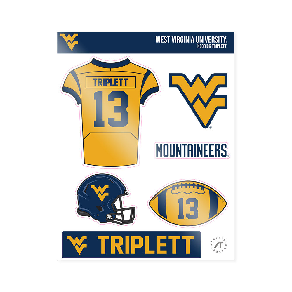 West Virginia - NCAA Football : Kedrick Triplett - Sticker Sheet-0