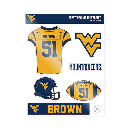 West Virginia - NCAA Football : Taylor Brown - Sticker Sheet-0