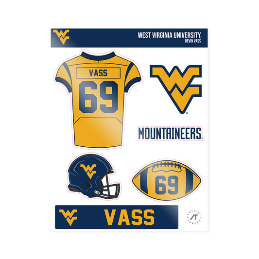 West Virginia - NCAA Football : Devin Vass - Sticker Sheet-0