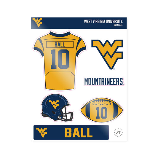 West Virginia - NCAA Football : Cam Ball - Sticker Sheet-0
