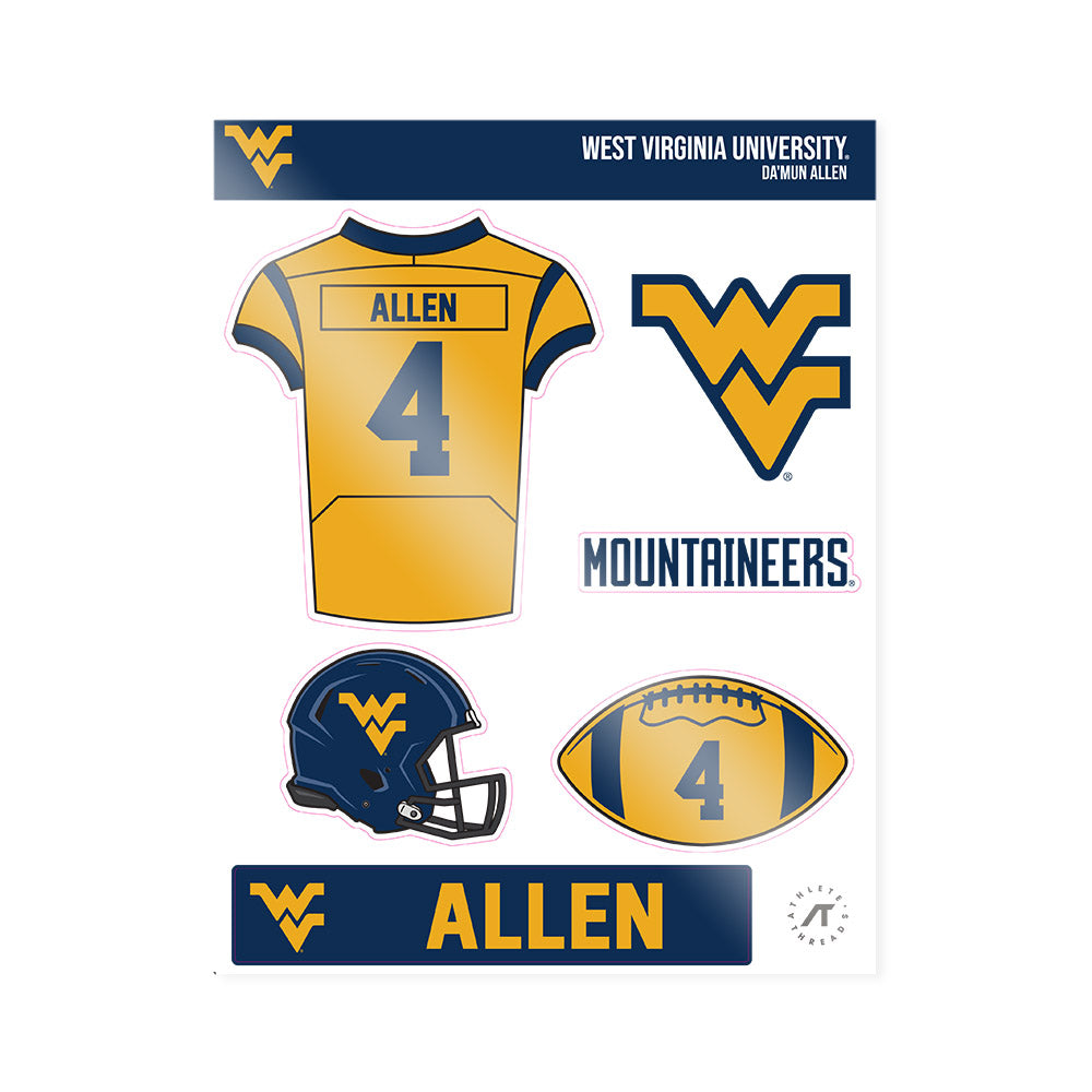 West Virginia - NCAA Football : Da'Mun Allen - Sticker Sheet-0
