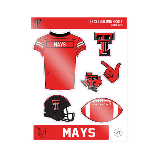 Texas Tech - NCAA Football : Jerald Mays - Sticker Sheet-0