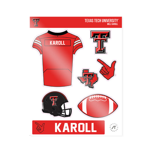 Texas Tech - NCAA Football : Will Karoll - Sticker Sheet-0