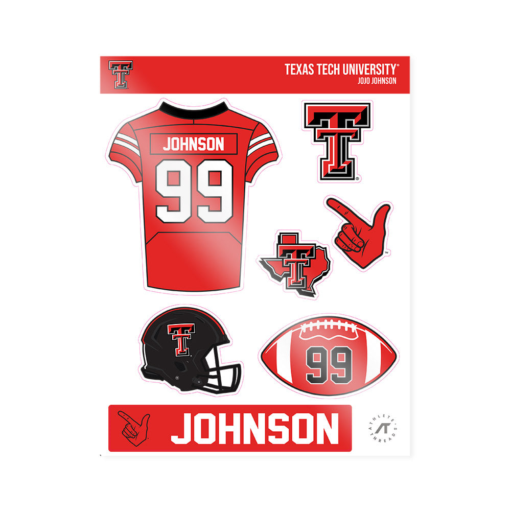 Texas Tech - NCAA Football : Jojo Johnson - Sticker Sheet-0