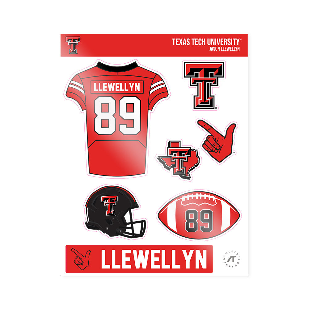 Texas Tech - NCAA Football : Jason Llewellyn - Sticker Sheet-0