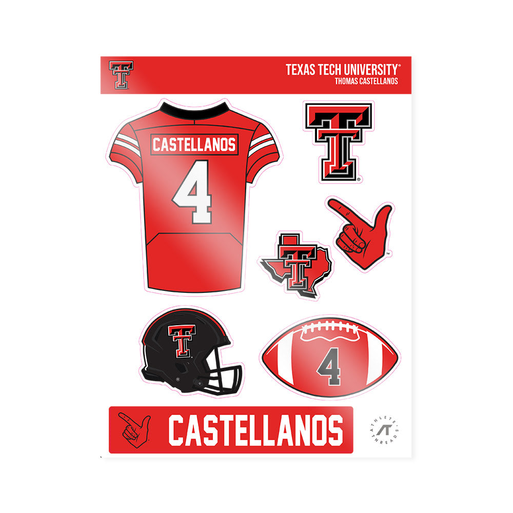 Texas Tech - NCAA Football : Thomas Castellanos - Sticker Sheet-0