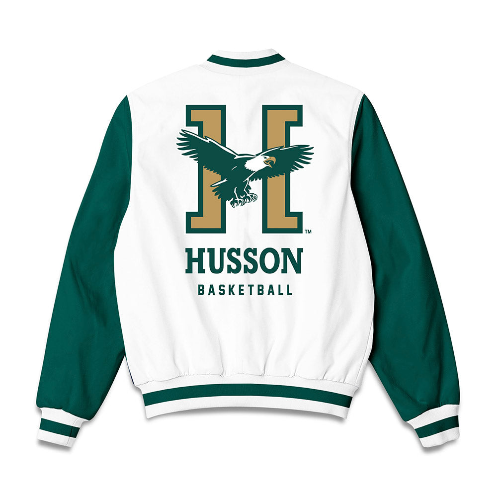 Husson - NCAA Men's Basketball : Jeremiah Grissom - Bomber Jacket-1