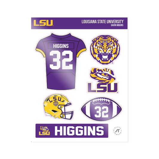 LSU - NCAA Football : Gavin Higgins - Sticker Sheet-0
