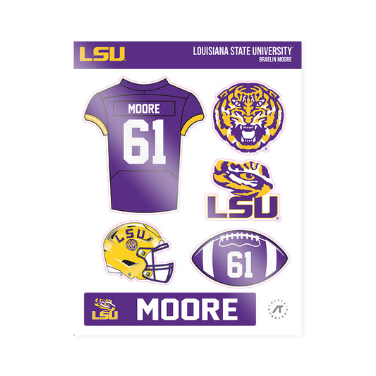 LSU - NCAA Football : Braelin Moore - Sticker Sheet-0