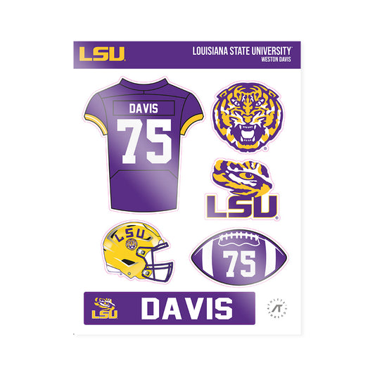 LSU - NCAA Football : Weston Davis - Sticker Sheet-0