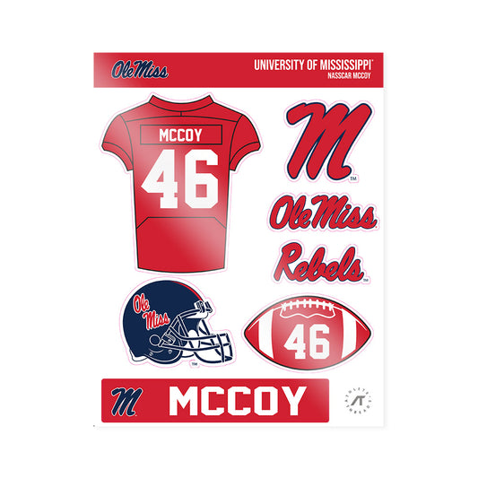 Ole Miss - NCAA Football : Nasscar Mccoy - Sticker Sheet-0