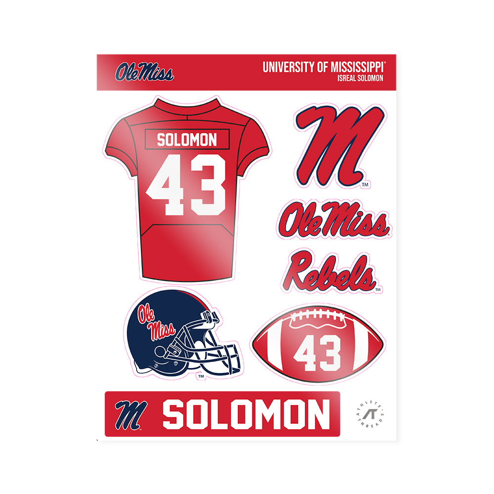 Ole Miss - NCAA Football : Isreal Solomon - Sticker Sheet-0