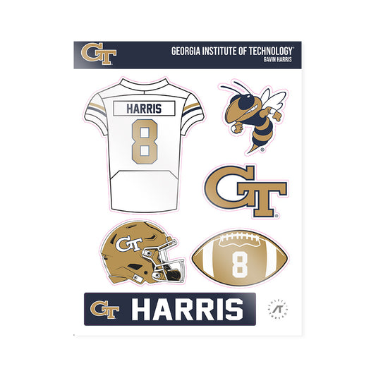 Georgia Tech - NCAA Football : Gavin Harris - Sticker Sheet-0
