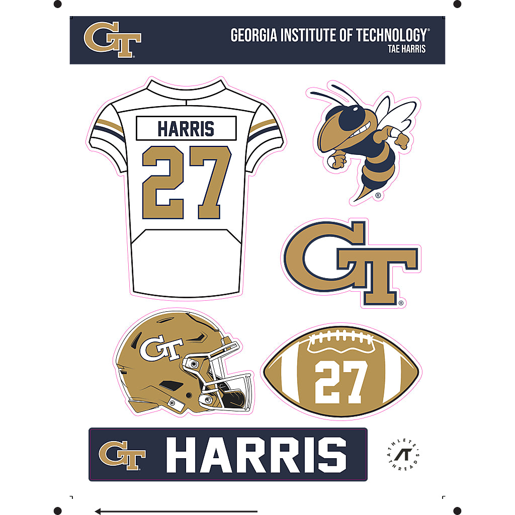 Georgia Tech - NCAA Football : Tae Harris - Sticker Sheet-0